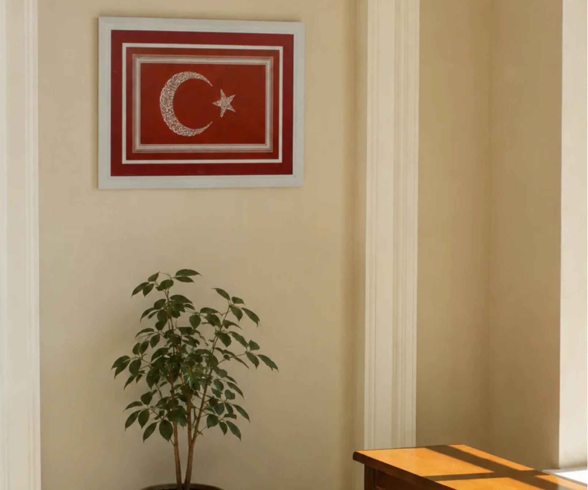 Besmele ve Şehit Ayeti İşlemeli Bayrak Levha