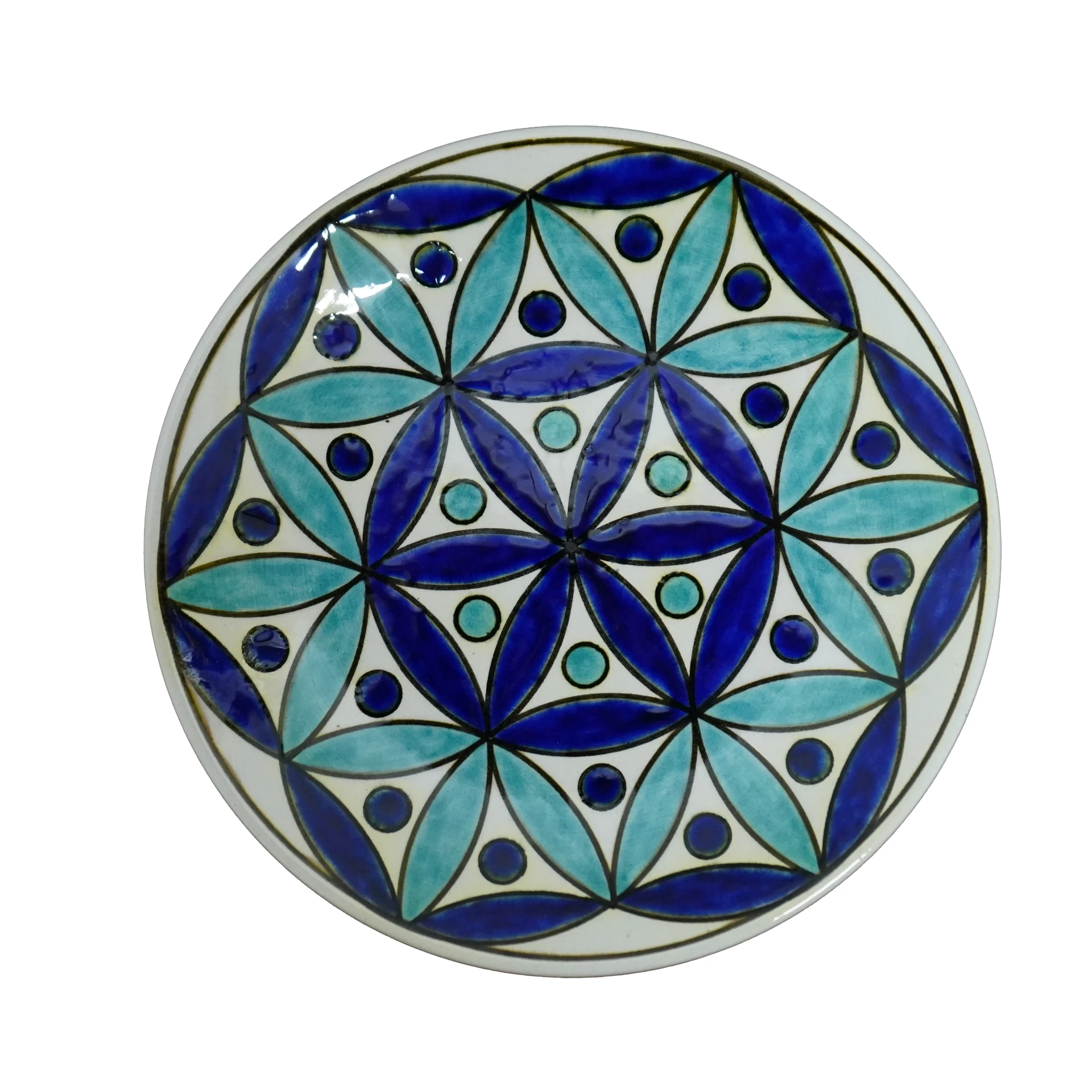 Mavi Geometrik Çini Tabak (0564)